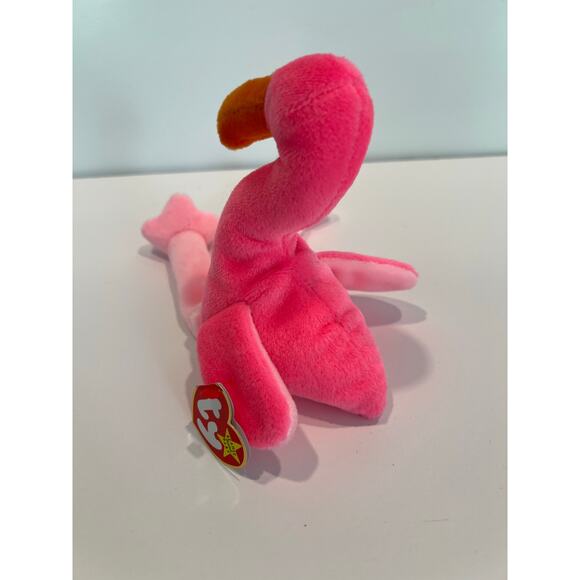 Ty Beanie Baby 1995 Pinky the Flamingo Beanbag Plush Toy P.E. Pellets JL - Picture 3 of 8